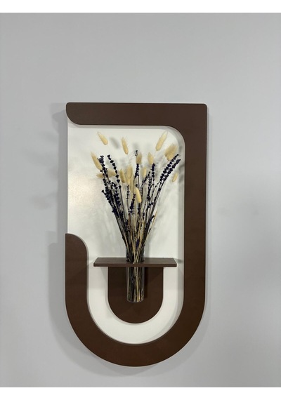 Akasya Ahşap Pilli Ledli İskandinav Tarzı Salon Duvar Rafı Modern Çiçeklik 40 X 75 Cm Çok Renkli