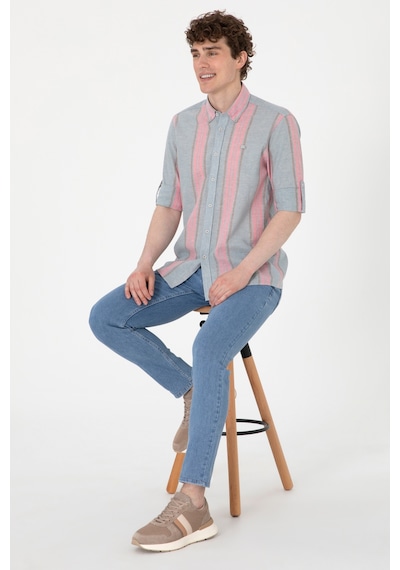 U.s. Polo Assn. Erkek Vişne Gömlek Desenli 50299576-vr223 Vişne