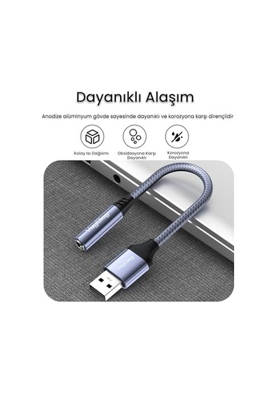 Usb-a To 3.5mm Aux Mikrofon Destekli Dac Chip Hifi Ses Kartı