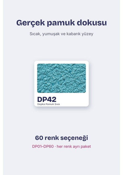 Depka Pamuk Sıva Dp42 2 Kg 7-8 M² İpek Sıva Alternatifi Isı Ve Ses Yalıtımlı Dekoratif Sıva
