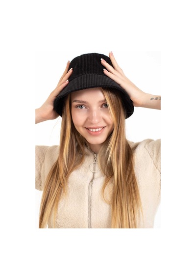 Ladycolor Şapka Kadife Bucket Siyah