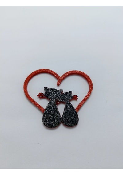 Kalp İçinde Kedi Aşkı Magnet