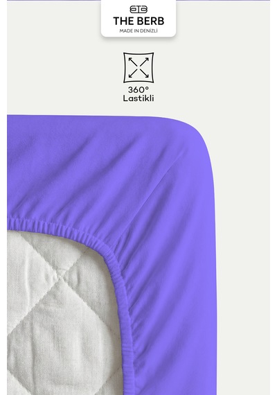 The Berb %100 Pamuk Tek/çift Kişilik Lastikli Çarşaf Fitted Jersey Penye Çarşaf Lila
