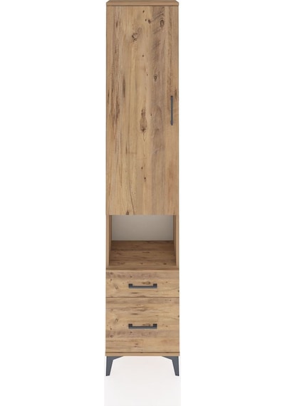 Arges Dolap 3 Raflı 2 Çekmeceli Tek Askılı 44x30x221 Çam-çam Çam