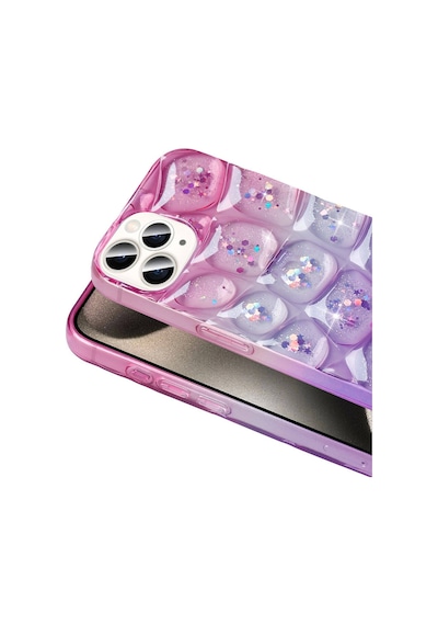 Goocamp Apple Uyumlu iPhone 15 Pro Kılıf Simli 3d Desenli Hacar Kapak - Mor-mavi N/a