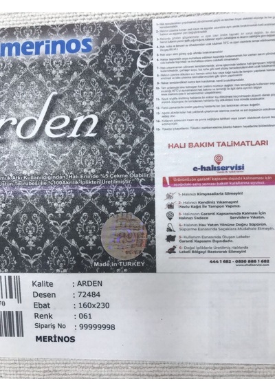 Merinos Halı Arden 72484 061 Serisi Akrilik Salon Oturma Yatak Odası Halısı Krem