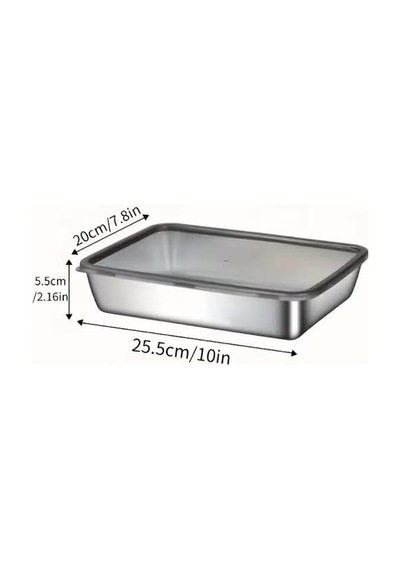 Ayrex Çok Amaçlı Paslanmaz Çelik Fırın Ve Saklama Kabı 25x20x5 Cm Diğer