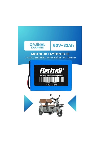 Motolux Fayton Fx 10 Uyumlu Batarya Lifepo4 60v 32ah Elektrikli Motorsiklet Bataryası