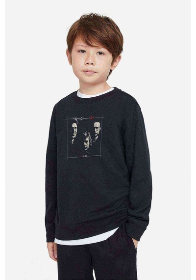 Tshirthane King Crimson Red Baskılı Unisex Çocuk Siyah Sweatshirt Siyah