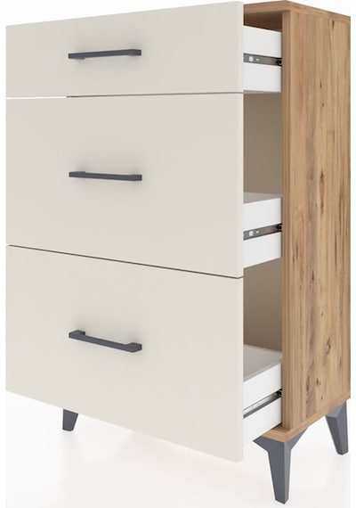 Arges Komodin 3 Çekmeceli 60x30x96 Çam-aytaşı Çam