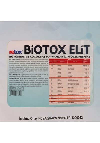 Retox Biotox Elit Hayvan Kızgınlık Artırıcı Yem Katkısı