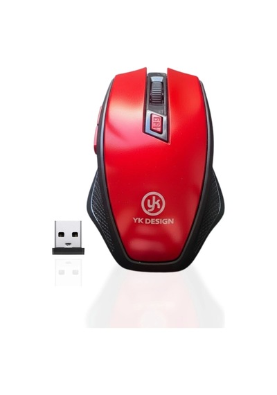 Durukar Kırmızı Renkli Baş Parmak Destekli Ergonomik Sessiz Kablosuz Mouse Usb Alıcılı, Ofis Ve O