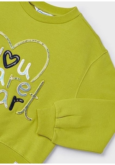 Mayoral Kız Çocuk Yeşil İşlemeli Sweatshirt 04479 Yeşil