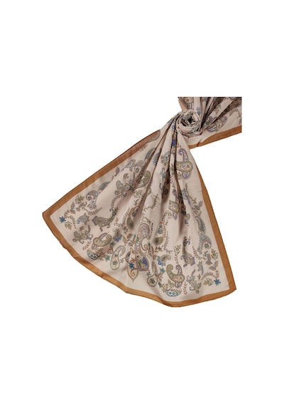Mim Eşarp Enba Etnik Desenli Soft Pamuklu Şal 75x190 Cm Gold - Krem