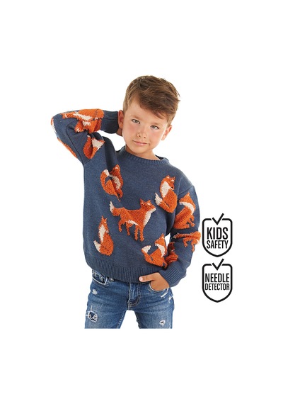 Denokids Mshb&g Tilki Erkek Çocuk Lacivert Triko Kazak Çok Renkli