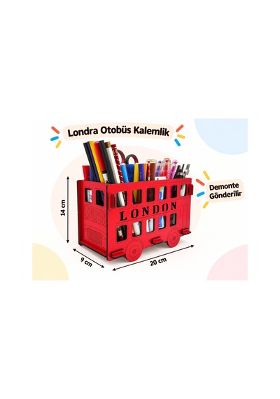 Ahşap Kalemlik Otobüs 6 Bölmeli