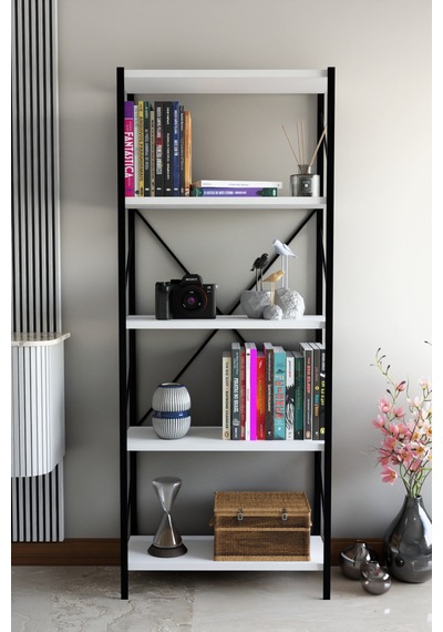 Titan Kitaplık Dekoratif Çok Amaçlı Raf Ofis Salon Raf Kitap Standı 150cmx60cm Beyaz Titan Kitaplık Dekoratif Çok Amaçlı Raf Ofis Salon Raf Kitap Standı 150cmx60cm Beyaz