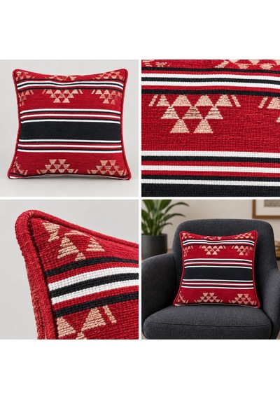 Bk Gift El Yapımı Otantik Türk Kilim Kırlent Yastık 43x45 Cm -3 Bohem Etnik Dekoratif Koltuk Yastığı Çok Renkli