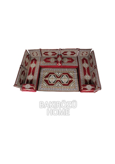 Şark Köşesi Takımı 20 Cm Minder Kalınlığı Bordo Yahyalı Modeli 15 Parça