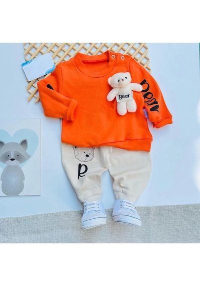 Bilge Trend Oyuncak Ayıcıklı Kız Bebek Çocuk Alt Üst Takım - Turuncu