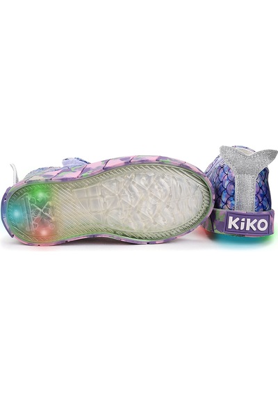 Kiko Kids Zubin Deniz Kızı Cırtlı Işıklı Kız Bebek Babet Ayakkabı Lila
