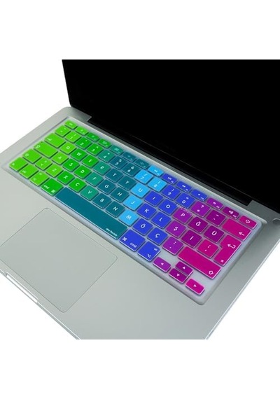 Macbook Klavye Koruyucu Türkçe Q Silikon Uyumlu Dazzle Desenli Air 13 İnç A1466 A1369 Pro 13 İnç A1502 A1425 Pro 15 İnç A1398 A1286 Pro 17 İnç A1297 Pembe Yeşil