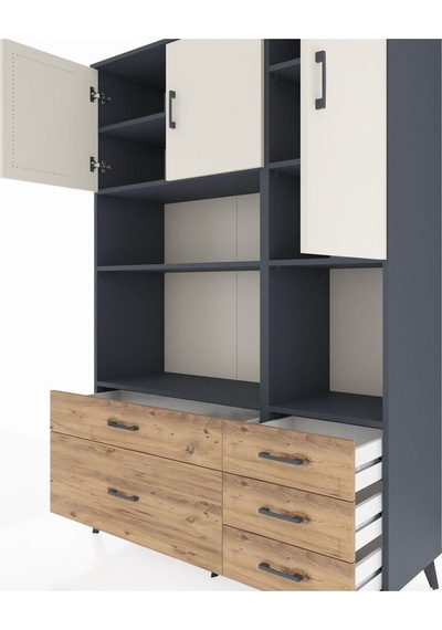 Hyperion Dolap 8 Raflı 5 Çekmeceli 3 Kapaklı 132x44x195 Antrasit-aytaşı/çam Aytası/atlas Çam Hyperion Dolap 8 Raflı 5 Çekmeceli 3 Kapaklı 132x44x195 Antrasit-aytaşı/çam Aytası/atlas Çam