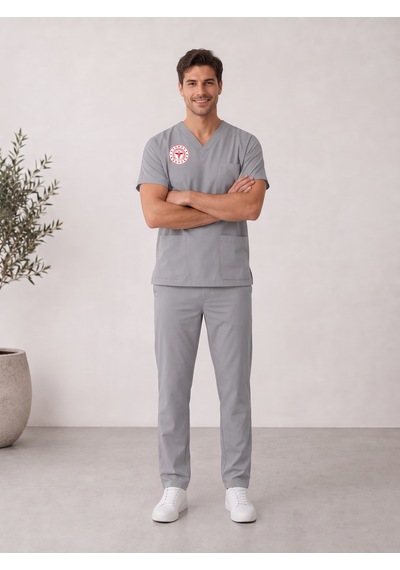 Teknik Hizmetler Forması Scrubs Likralı Takım Sağlık Bakanlığı Uyumlu-neutral Gray