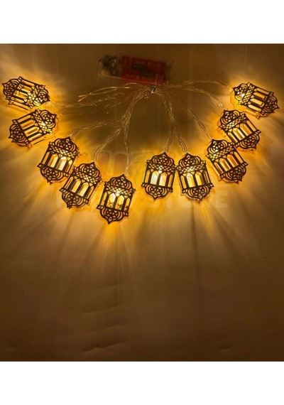 10 Ledli 2 Metre 5.5 Cm Figürlü Ramazan Süsü Led Altın