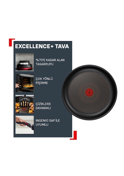 Tefal Excellence+ Fusion Core 9x Mix Tava - 28 Cm Siyah