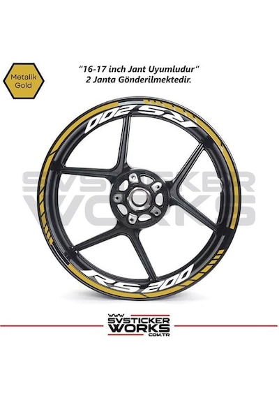 Bajaj Rs200 Jant Sticker Dış Ve İç Set Sticker Jant Şeridi Altın 97092393