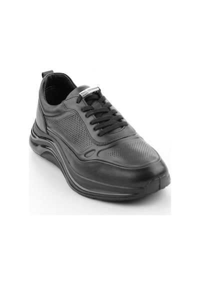 Siyah Hakiki Deri Erkek Sneaker E01018250503 Siyah