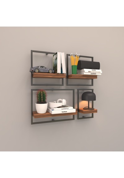Rafkestir Milano Raf Seti - Model 3 Hareli Ceviz (Mat)