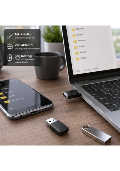 Hepu Hp-z01 Type-c To Usb Otg Dönüştürücü Tak & Kullan + Veri Aktarımı + Şarj Desteği