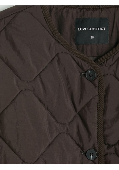 Lcw Comfort Kahverengi Bisiklet Yaka Kapitone Kadın Şişme Mont