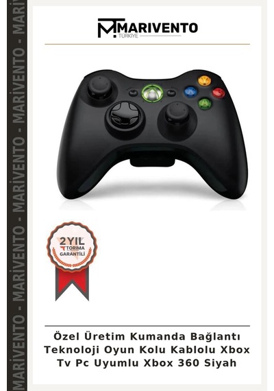 Özel Üretim Kumanda Bağlantı Teknoloji Oyun Kolu Kablolu Xbox Tv Pc Uyumlu Xbox 360 Siyah