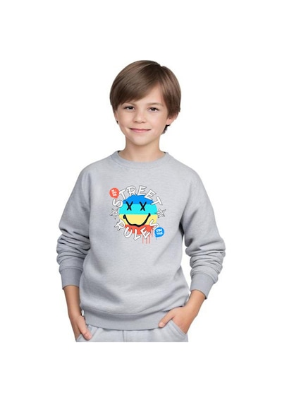 Fyk Kids Erkek Çocuk Street Rules Baskılı Bisiklet Yaka Eşofman Takımı Gri Fyk Kids Erkek Çocuk Street Rules Baskılı Bisiklet Yaka Eşofman Takımı Gri