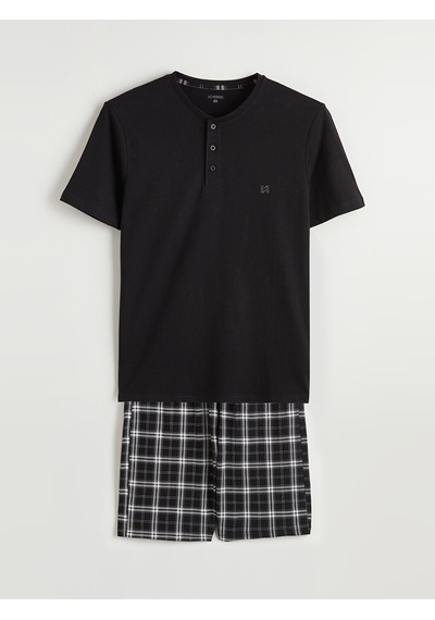 Lc Waikiki Lc Waıkıkı Siyah Standart Kalıp Erkek Şortlu Pijama Takımı