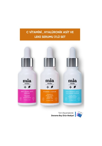 Mia Klinika C Vitamini Hyalüronik Asit Ve Kolajen Serum Cilt Pürüzsüzleştirici Serum 3'lü Set
