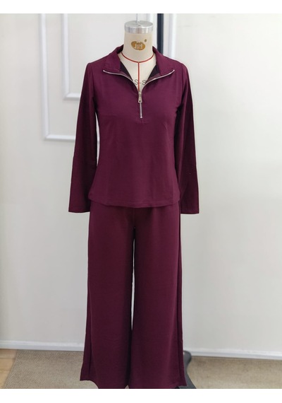 Bhrwear Kadın Uzun Kollu Yakadan Fermuarlı Viskon Iki Iplik Bluz Ve Pantolon Ikili Takım Renkli Bhrwear Kadın Uzun Kollu Yakadan Fermuarlı Viskon Iki Iplik Bluz Ve Pantolon Ikili Takım Renkli