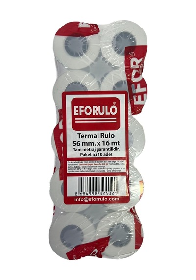 Yazar Kasa Pos Rulosu 56 Mm X 16 Mt Termal Rulo 10'lu Paket