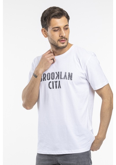 Erkek Bisiklet Yaka Brooklyn City Baskılı Tişort Spr 253 001