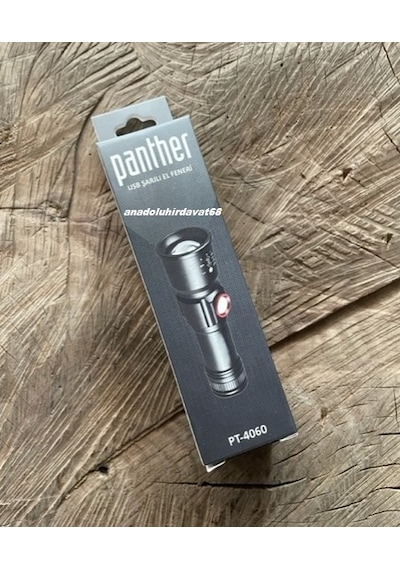 Panther 4060 Pro Metal Şarjlı El Feneri Uzun Menzi Led Kamp Feneri Orj 1000lm Siyah