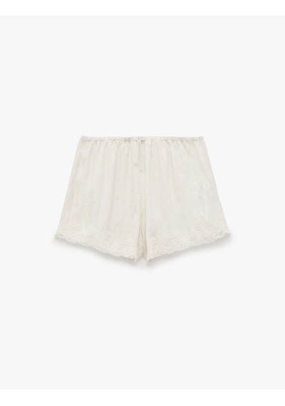 Koton Bel Lastikli Dantelli Rahat Kesim Mini Şort Pijama Altı Ekru 7wlk80004mw Koton Bel Lastikli Dantelli Rahat Kesim Mini Şort Pijama Altı Ekru 7wlk80004mw