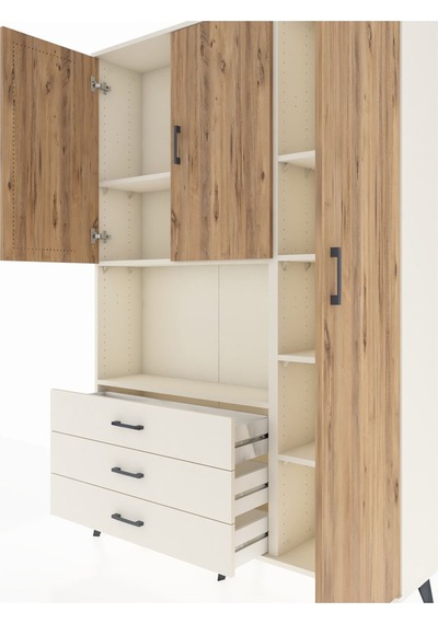 Arges Dolap 7 Raflı 3 Çekmeceli 3 Kapaklı 132x30x195 Aytaşı-ç... Aytaşı