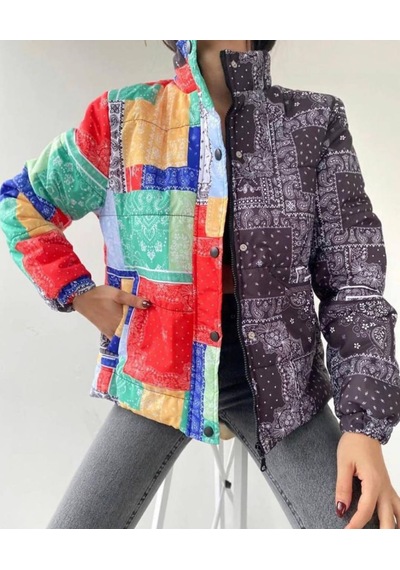 Bandana Desen Patch Bubble Mont Çok Renkli