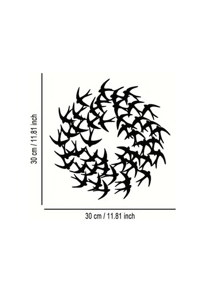 Cajuart Zarif Minimalist Kırlangıç Sürüsü 30 Cm Siyah Ahşap Tablo Dekor 1