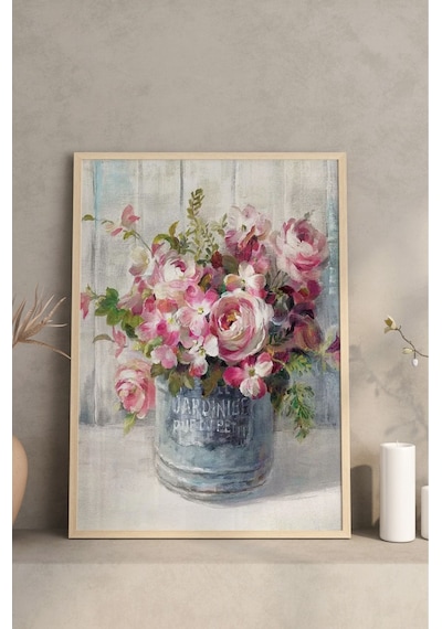 Ahşap Çerçeveli Mdf Tablo Seti Salon Ve Oturma Odası İçin Çiçekler Çt3070 42 X 62 Çok Renkli
