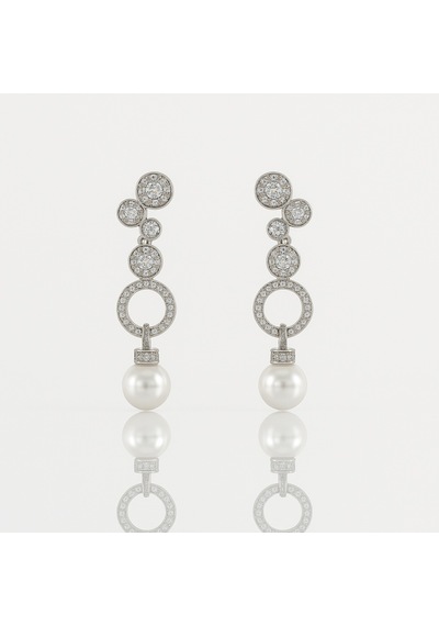 White Gold Plated Premium Shiny Drop Küpe Silver