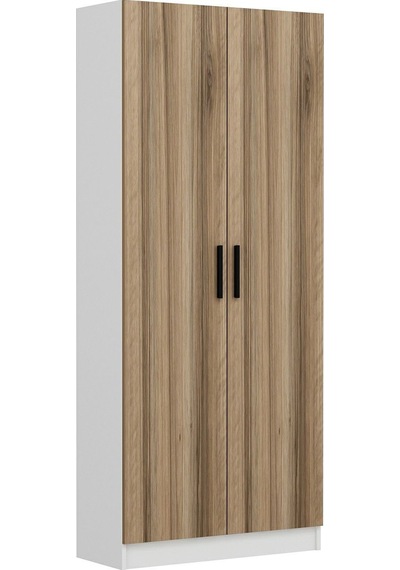 Minar Kale 210 Cm 2 Kapaklı 2b Raf Portmanto Beyaz Dore